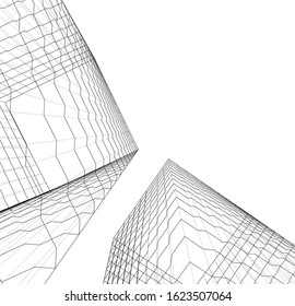 abstract buildings, architectural drawing 3d