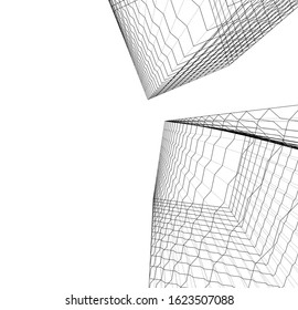 abstract buildings, architectural drawing 3d
