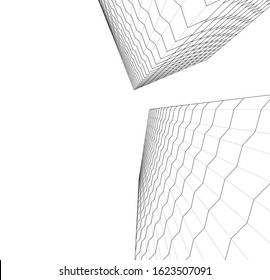 abstract buildings, architectural drawing 3d