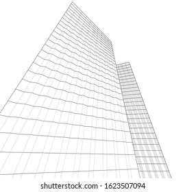 abstract buildings, architectural drawing 3d