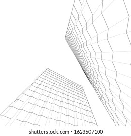 abstract buildings, architectural drawing 3d