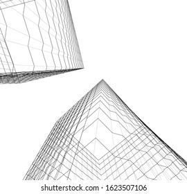 abstract buildings, architectural drawing 3d