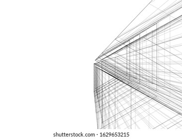 abstract buildings, architectural drawing 3d