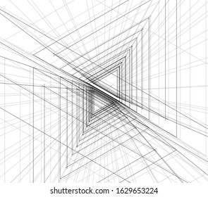 abstract buildings, architectural drawing 3d