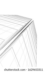abstract buildings, architectural drawing 3d