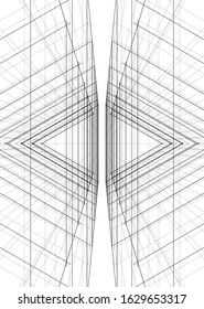 abstract buildings, architectural drawing 3d
