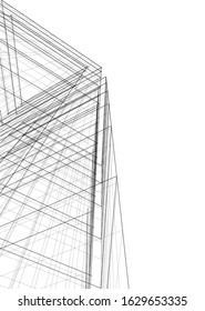 abstract buildings, architectural drawing 3d