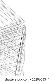abstract buildings, architectural drawing 3d