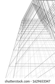abstract buildings, architectural drawing 3d