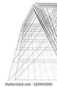 abstract buildings, architectural drawing 3d