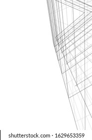abstract buildings, architectural drawing 3d