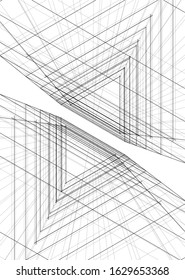 abstract buildings, architectural drawing 3d