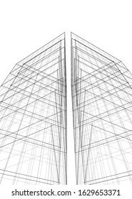 abstract buildings, architectural drawing 3d