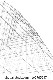 abstract buildings, architectural drawing 3d