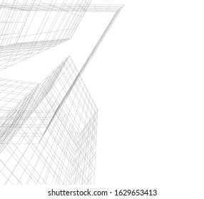 abstract buildings, architectural drawing 3d