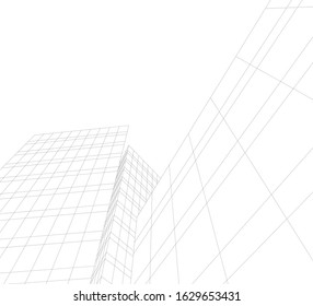 abstract buildings, architectural drawing 3d