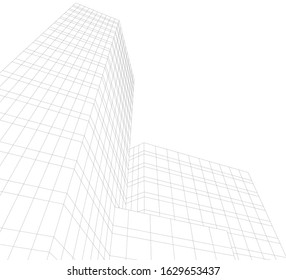 abstract buildings, architectural drawing 3d