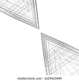abstract buildings, architectural drawing 3d