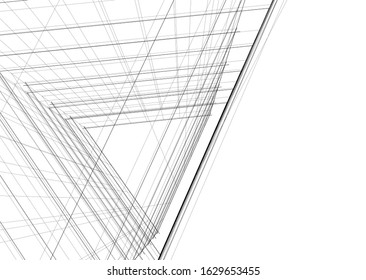 abstract buildings, architectural drawing 3d