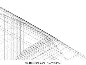 abstract buildings, architectural drawing 3d
