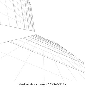 abstract buildings, architectural drawing 3d
