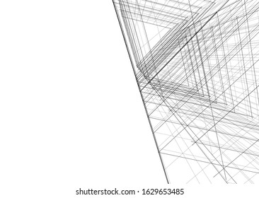 abstract buildings, architectural drawing 3d