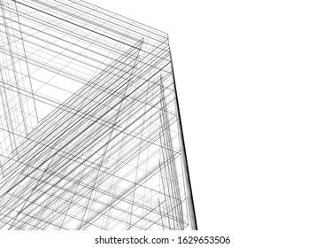 abstract buildings, architectural drawing 3d