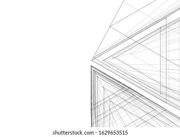 abstract buildings, architectural drawing 3d