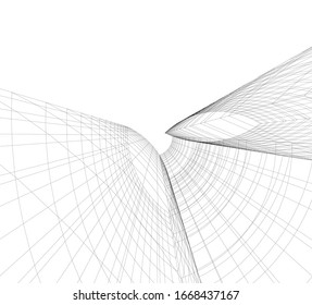 abstract buildings, architectural drawing 3d