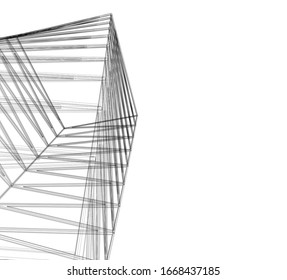 edificios abstractos, dibujo arquitectónico 3d