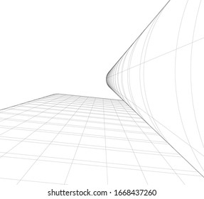 abstrakte Gebäude, architektonische Zeichnung 3d