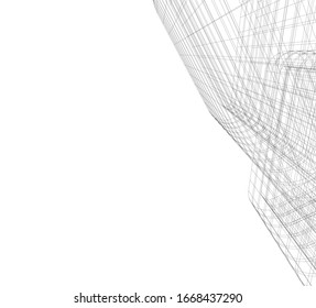 edificios abstractos, dibujo arquitectónico 3d