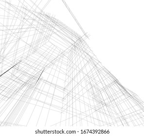 abstract buildings, architectural drawing 3d