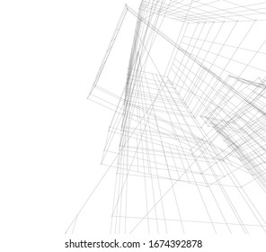 abstract buildings, architectural drawing 3d