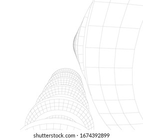 abstrakte Gebäude, architektonische Zeichnung 3d