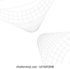 edificios abstractos, dibujo arquitectónico 3d