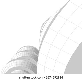 abstrakte Gebäude, architektonische Zeichnung 3d