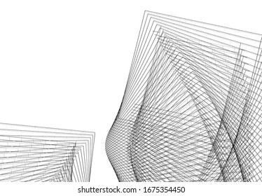 edificios abstractos, dibujo arquitectónico 3d