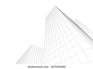 edificios abstractos, dibujo arquitectónico 3d