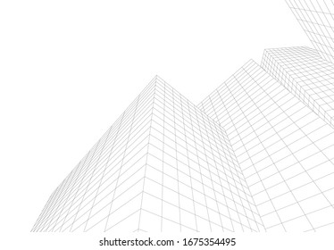 abstrakte Gebäude, architektonische Zeichnung 3d