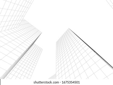 edificios abstractos, dibujo arquitectónico 3d