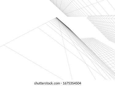 abstract buildings, architectural drawing 3d