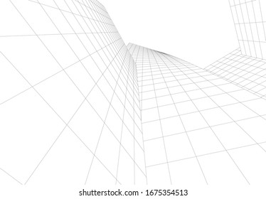 edificios abstractos, dibujo arquitectónico 3d