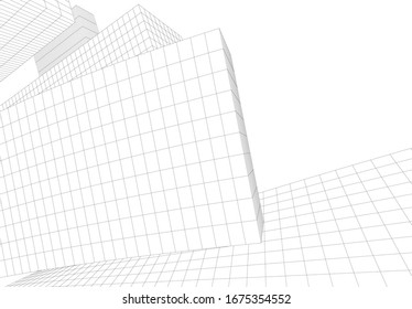 abstract buildings, architectural drawing 3d