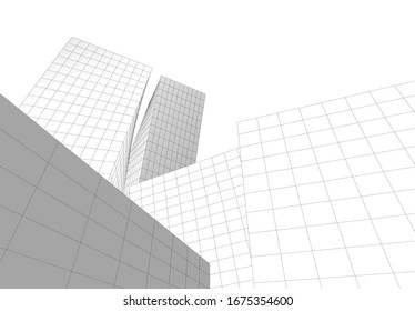 abstrakte Gebäude, architektonische Zeichnung 3d