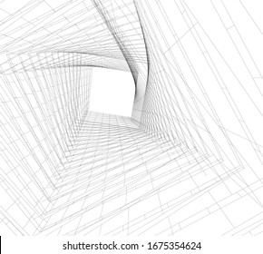 abstract buildings, architectural drawing 3d