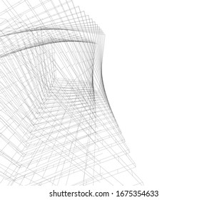 abstract buildings, architectural drawing 3d
