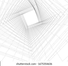 abstract buildings, architectural drawing 3d