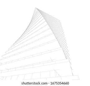 abstract buildings, architectural drawing 3d