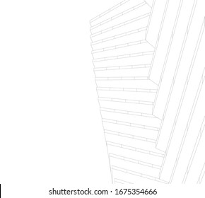 abstrakte Gebäude, architektonische Zeichnung 3d